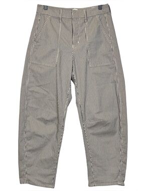 GAP Size 4 Striped Barrel Leg Off White & Navy Pants Cotton Blend Khakis